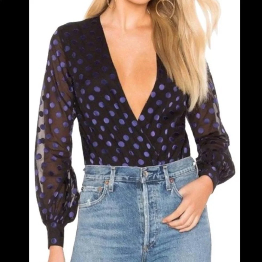 Revolve PRIVACY PLEASE Polka Dot Bodysuit Size Small - Picture 1 of 2